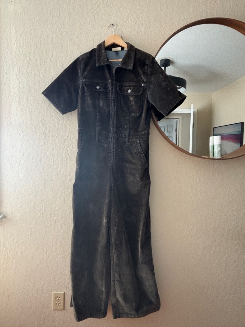 Velvet dark green jumpsuit